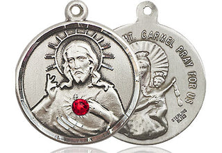 Sterling Silver Scapular with Ruby Stone Pendant with 3mm Ruby Swarovski Necklace