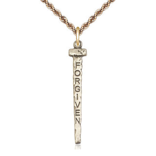 14kt Gold Filled Forgiven Nail Medal Catholic Jewelry