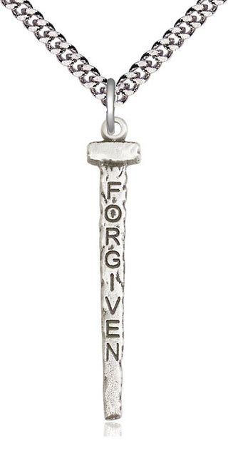 Sterling Silver Forgiven Nail Medal Catholic Jewelry