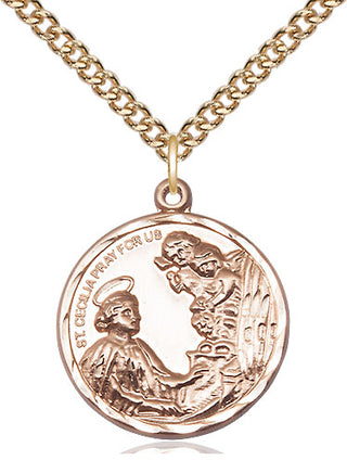 14kt Gold Filled Saint Cecilia Medal Catholic Jewelry