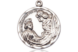 Sterling Silver Saint Cecilia Medal Catholic Jewelry