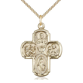 14kt Gold Filled 5-Way Medal Catholic Jewelry
