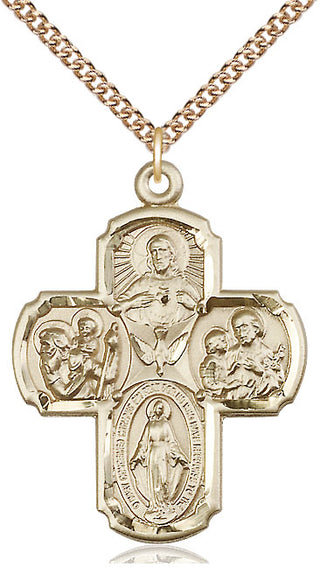 14kt Gold Filled 5-Way Medal Catholic Jewelry