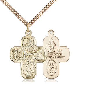 14kt Gold Filled 5-Way Medal Religious Jewelry