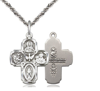 Sterling Silver 5-Way Medal Religious Jewelry