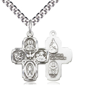 Sterling Silver 5-Way Medal Religious Jewelry