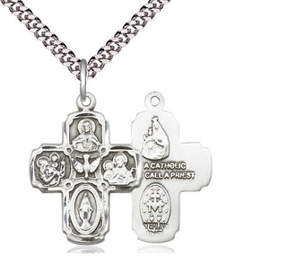Sterling Silver 5-Way Medal Religious Jewelry