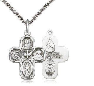 Sterling Silver 5-Way Medal Religious Jewelry