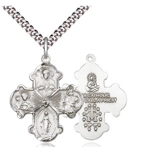 Sterling Silver 4-Way Medal Catholic Jewelry