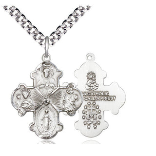 Sterling Silver 4-Way Medal Catholic Jewelry