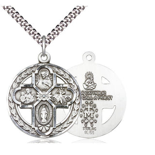 Sterling Silver 4-Way Medal Catholic Jewelry