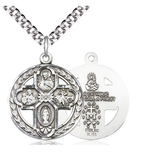 Sterling Silver 4-Way Medal Catholic Jewelry