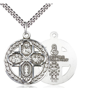 Sterling Silver 4-Way Medal Catholic Jewelry