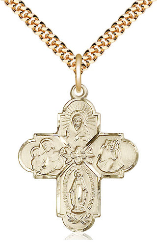 14kt Gold Filled 4-Way Medal Catholic Jewelry