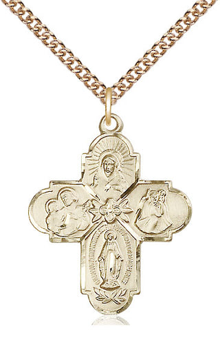 14kt Gold Filled 4-Way Medal Catholic Jewelry
