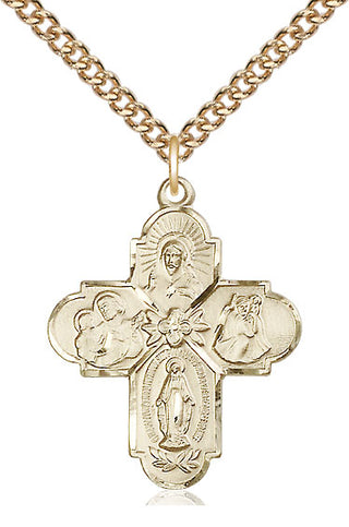 14kt Gold Filled 4-Way Medal Catholic Jewelry