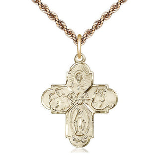 14kt Gold Filled 4-Way Medal Catholic Jewelry