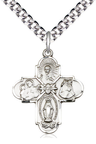Pewter 4-Way Medal Catholic Jewelry