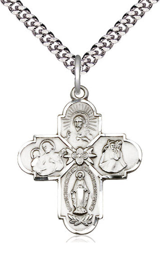 Sterling Silver 4-Way Medal Catholic Jewelry