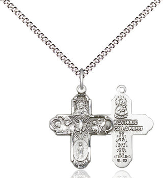 Pewter 5-Way Medal Religious Jewelry