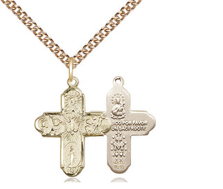 14kt Gold Filled 5-Way Medal Religious Jewelry