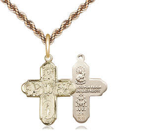14kt Gold Filled 5-Way Medal Religious Jewelry