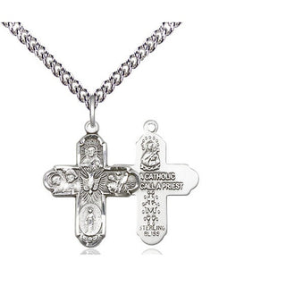 Sterling Silver 5-Way Medal Religious Jewelry