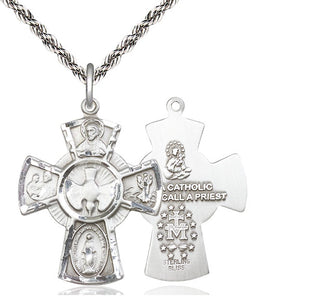 Sterling Silver 5-Way Medal Catholic Jewelry