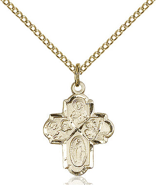 14kt Gold Filled 4-Way Medal Religious Jewelry