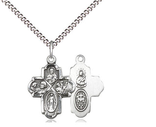 Sterling Silver 4-Way Medal Religious Jewelry