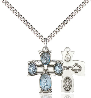 Pewter 5-Way Medal Religious Jewelry