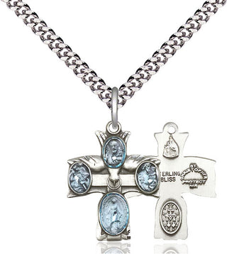 Pewter 5-Way Medal Religious Jewelry