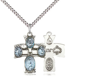 Sterling Silver 5-Way Medal Religious Jewelry