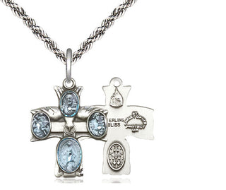Sterling Silver 5-Way Medal Religious Jewelry