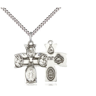 Sterling Silver 5-Way Medal Religious Jewelry