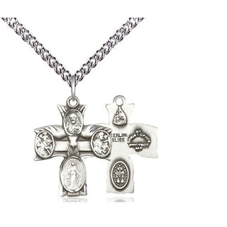 Sterling Silver 5-Way Medal Religious Jewelry