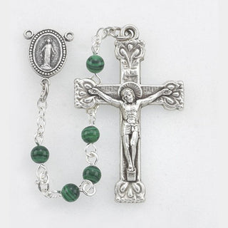 Malachite Bead Rosary In A Deluxe Box - SALE