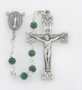Malachite Bead Rosary In A Deluxe Box