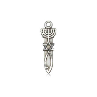 Sterling Silver Menorah Star Fish Medal