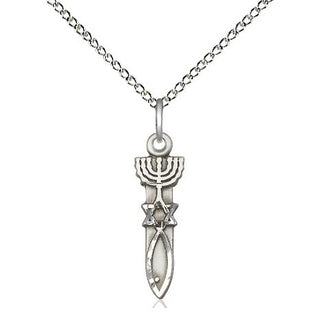 Sterling Silver Menorah Star Fish Medal Religious Jewelry