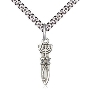 Sterling Silver Menorah Star Fish Medal Religious Jewelry