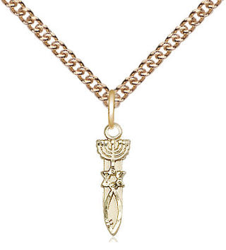 14kt Gold Filled Menorah Star Fish Medal Religious and Catholic Jewelry