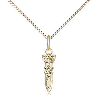 14kt Gold Menorah Star Fish Medal