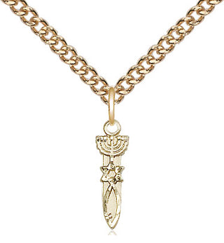 14kt Gold Menorah Star Fish Medal