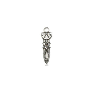Sterling Silver Menorah Star Fish Medal