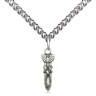 Sterling Silver Menorah Star Fish Medal Religious and Catholic Jewelry