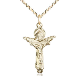 14kt Gold Filled Trinity Crucifix Medal Catholic Jewelry