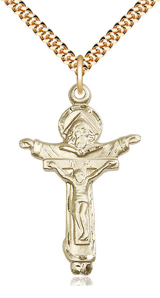 14kt Gold Filled Trinity Crucifix Medal Catholic Jewelry