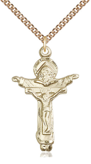 14kt Gold Filled Trinity Crucifix Medal Catholic Jewelry