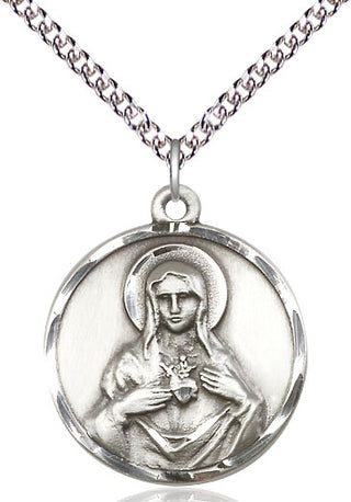 Sterling Silver Immaculate Heart of Mary Medal Catholic Jewelry